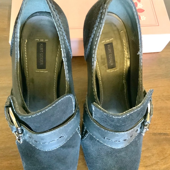 Kurt Geiger Leather & Suede Peep Toe Heels Size 8.5 - Picture 4 of 13